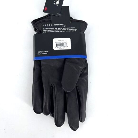 NWT Thinsulate BT Statements Leather Black Men’s Gloves Mittens medium 40 gram u - Picture 3 of 6